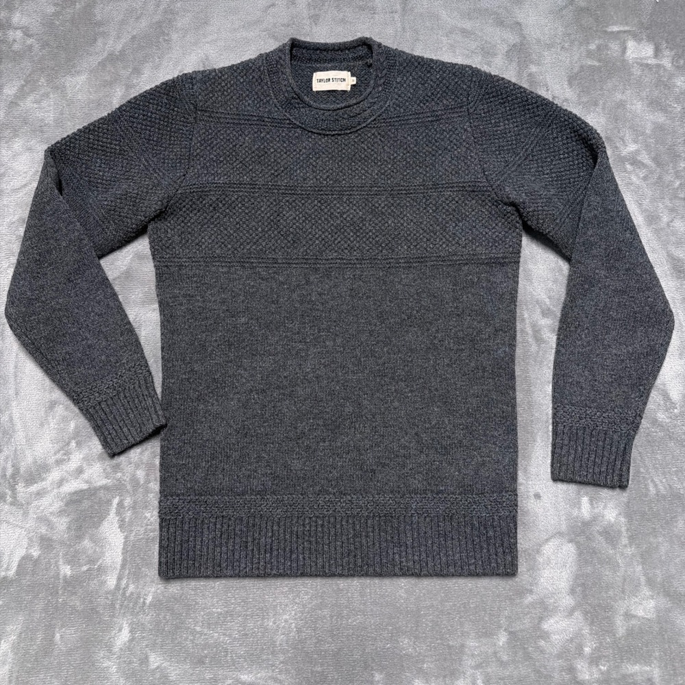 Taylor Stitch Sweater Men 36 Extra Small Gray Merino Wool Knit‎ Fisherman